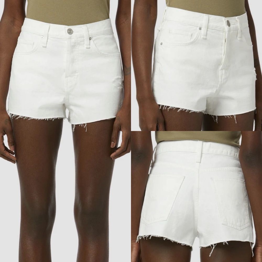 HUDSON Lori High Rise White Destructed Shorts sz 27